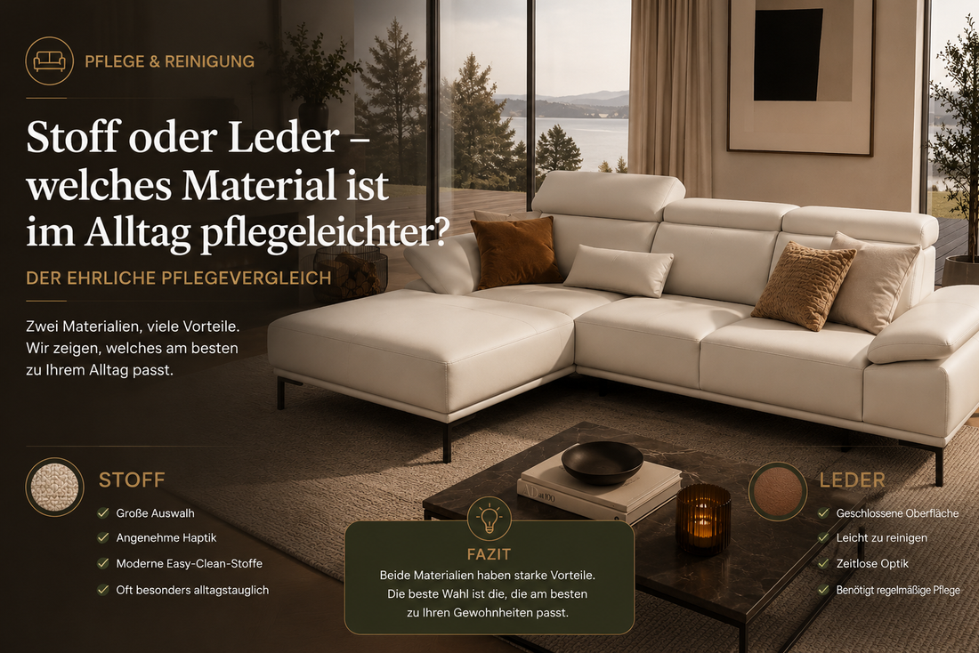 Stoff oder Leder – welches Material ist im Alltag pflegeleichter?