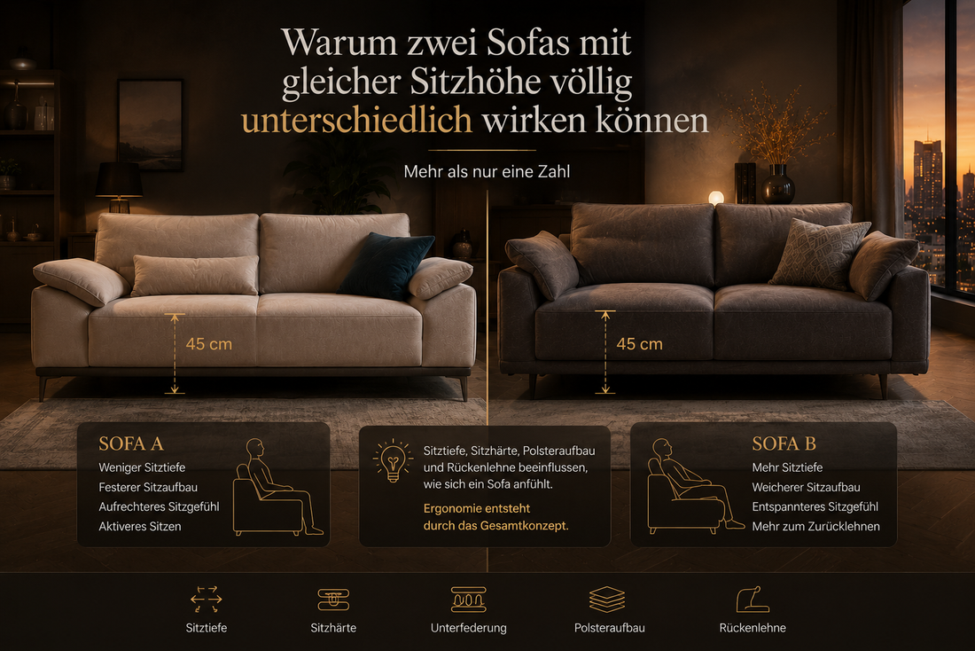 Warum zwei Sofas mit gleicher Sitzhöhe völlig unterschiedlich wirken können