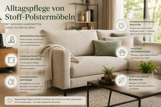 Alltagspflege von Stoff-Polstermöbeln – so bleiben Sofa und Sessel lange schön