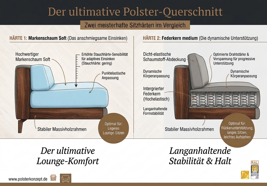 Hart oder weich? Das Geheimnis hinter der perfekten Sofa-Polsterung